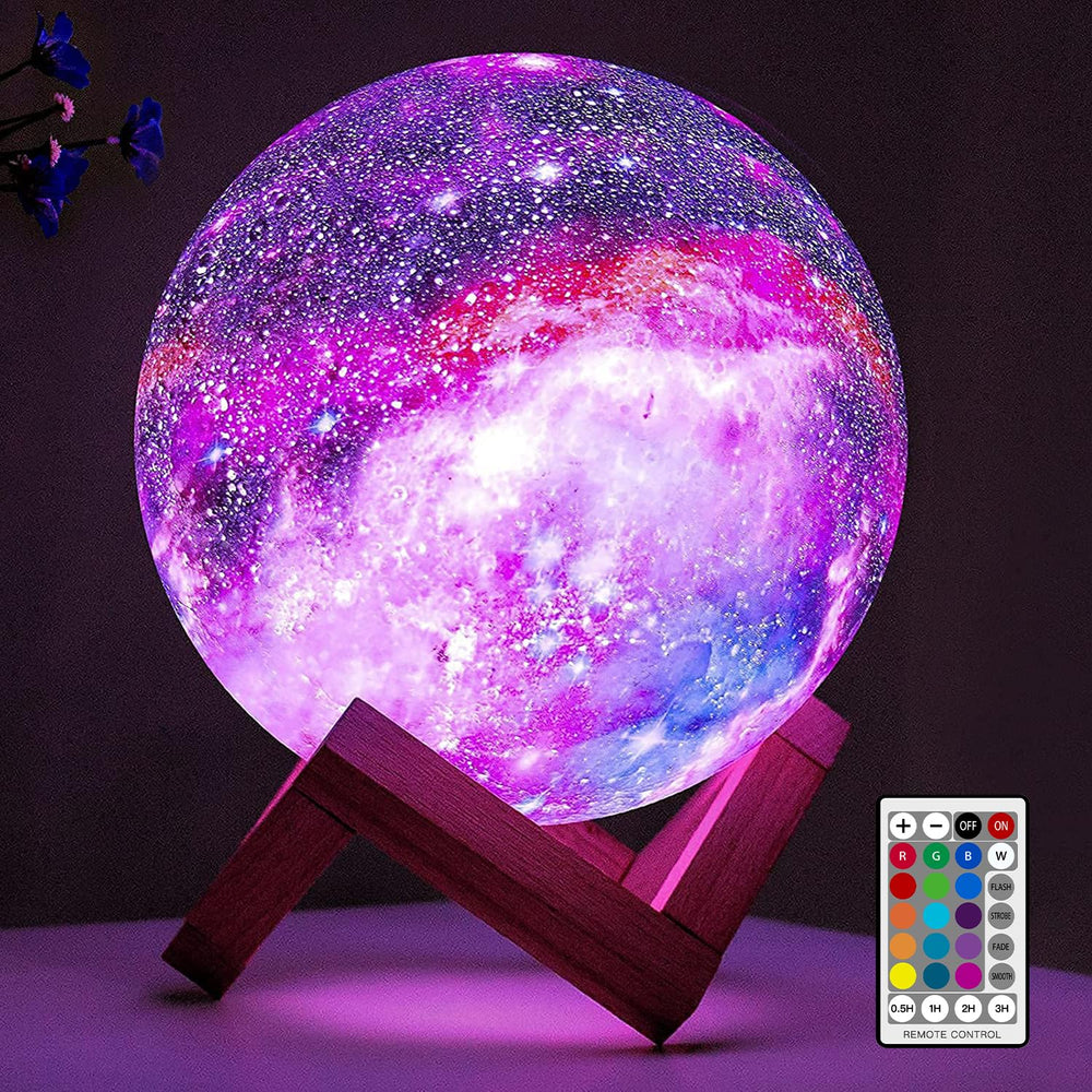 BRIGHTWORLD moon lamp front view showing glow and color benefits