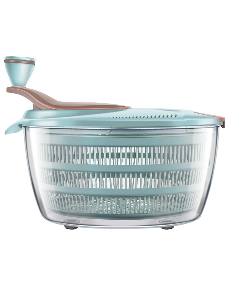 Brigii salad spinner front view showing bowl and lid, keeps greens crisp