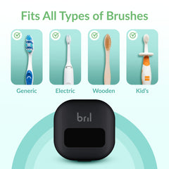 Bril holding an electric toothbrush head demonstrating compatibility and fit