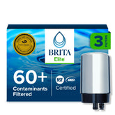 BRITA front packaging showing three replacement filters and benefit of cleaner taste