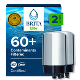BRITA front view of chrome faucet filter showing design and easy access benefit