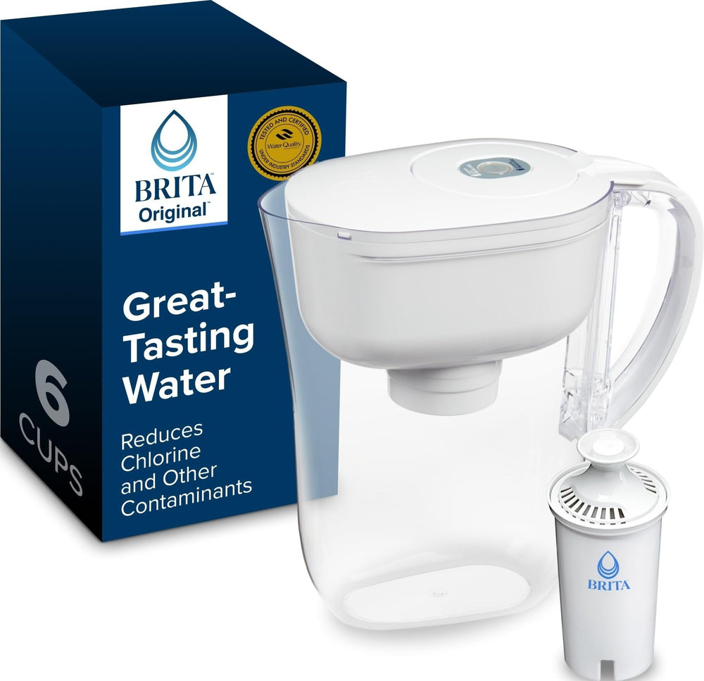 BRITA Metro white pitcher front view showing compact design and clean look