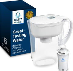 BRITA Metro white pitcher front view showing compact design and clean look