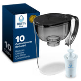 BRITA Metro black pitcher front view showing sleek design and quick access