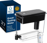 BRITA UltraMax front view showing 27-cup reservoir and sleek black finish benefits easy hydration