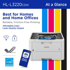 Brother HL-L3220CDW control-panel closeup for easy setup and quick operation