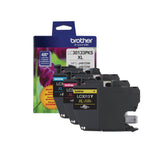 Brother LC3013 front packaging showing three color cartridges and benefits