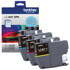 Brother LC401 cartridge close-up detail showing label and reliable connection