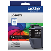 Brother LC401XLBK front packaging showing product and yield benefits