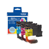 Brother LC501XL3PK front packaging showing three color cartridges and convenience