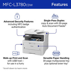 Brother MFC-L3780CDW automatic document feeder close-up for fast duplex scanning
