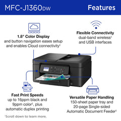 Brother open 150‑sheet paper tray illustrating larger paper capacity benefit