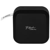 Brother P-touch CUBE Plus front view showing compact design and easy controls for portability