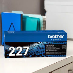 Brother TN227BK installed in Brother printer demonstrating easy replacement