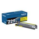 Brother TN229XLY front packaging showing yellow cartridge and yield information benefit reliability