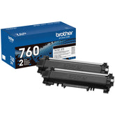 Brother TN760 front packaging showing twin-pack and benefit of bulk supply