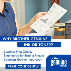 Brother TN760 side label close-up with brand and clear compatibility benefit