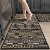 BSICPRO front view of black rug set showing full runner and mat benefits comfort