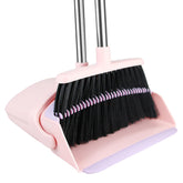 BSKLIN front view of pink broom and dustpan set, bright design for easy storage