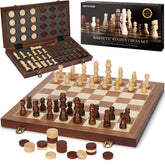 Bstoyder folded wooden chess set front view showing compact travel benefit