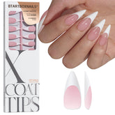 BTArtboxnails front packaging showing white French tips and pink base, highlights salon-quality finish