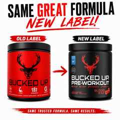 Bucked Up Red Raz powder scoop close-up showing fine texture and mixability advantage
