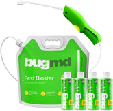 BugMD Pest Blaster front view showing rechargeable sprayer and included batteries for easy use