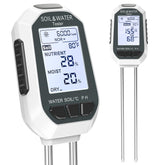 Buladeke front view of digital soil tester showing controls and benefits
