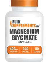 BulkSupplements bottle front label showing magnesium glycinate and 240 count benefit