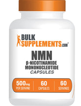 BulkSupplements front bottle view showing NMN capsules and clear labeling for easy identification