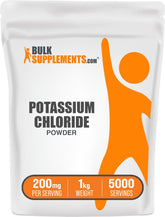 BulkSupplements front pouch of potassium chloride powder showing brand and pack size for confident selection