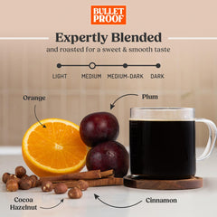 Bulletproof close-up of medium-ground coffee texture, shows consistent grind for brewing