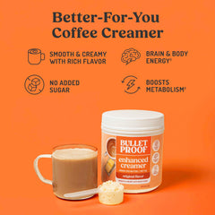 Bulletproof creamer scoop on spoon demonstrating easy measuring for consistent servings