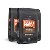 Bulletproof front packaging showing 12oz bag and branding, highlights premium quality
