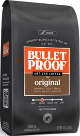 Bulletproof front packaging showing clean medium roast branding and clear label benefits