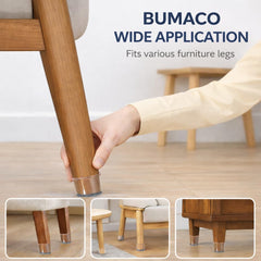 BUMACO protectors on wood floor in use demonstrating smooth, quiet chair movement