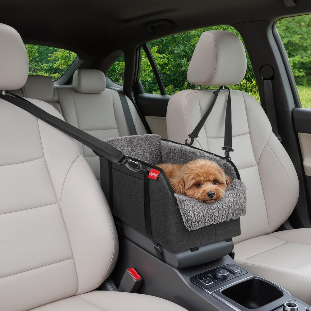 BurgeonNest front view of console dog seat showing secure fit and comfort