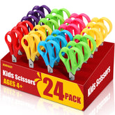 BURVAGY front packaging showing 24 colorful safety scissors benefits easy classroom supply