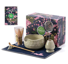Buucup matcha set front view showing bowl whisk and tools, elegant presentation benefit