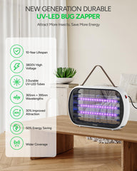 Buzbug close-up of dual-spectrum LED bulbs highlighting efficient attraction