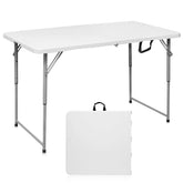 Byliable front view of 4ft white folding table showing sturdy top and edges for reliable use