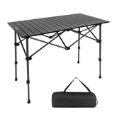 Byliable front view of folded table showing compact portability and quick storage