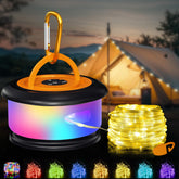 Bylitodt front view retractable string light showing compact case and handle, perfect for travel