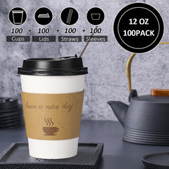 bysnow kraft sleeve and straw on cup highlighting insulated grip and convenience