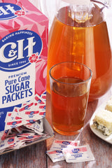 C&H opened packet revealing pure cane sugar granules for easy dissolving