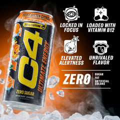C4 ingredient label close-up highlighting caffeine and key nutrients