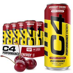 C4 Midnight Cherry front can showing bold flavor and clean label benefit