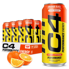 C4 orange slice front packaging showing 12-pack and bold flavor for convenient fueling