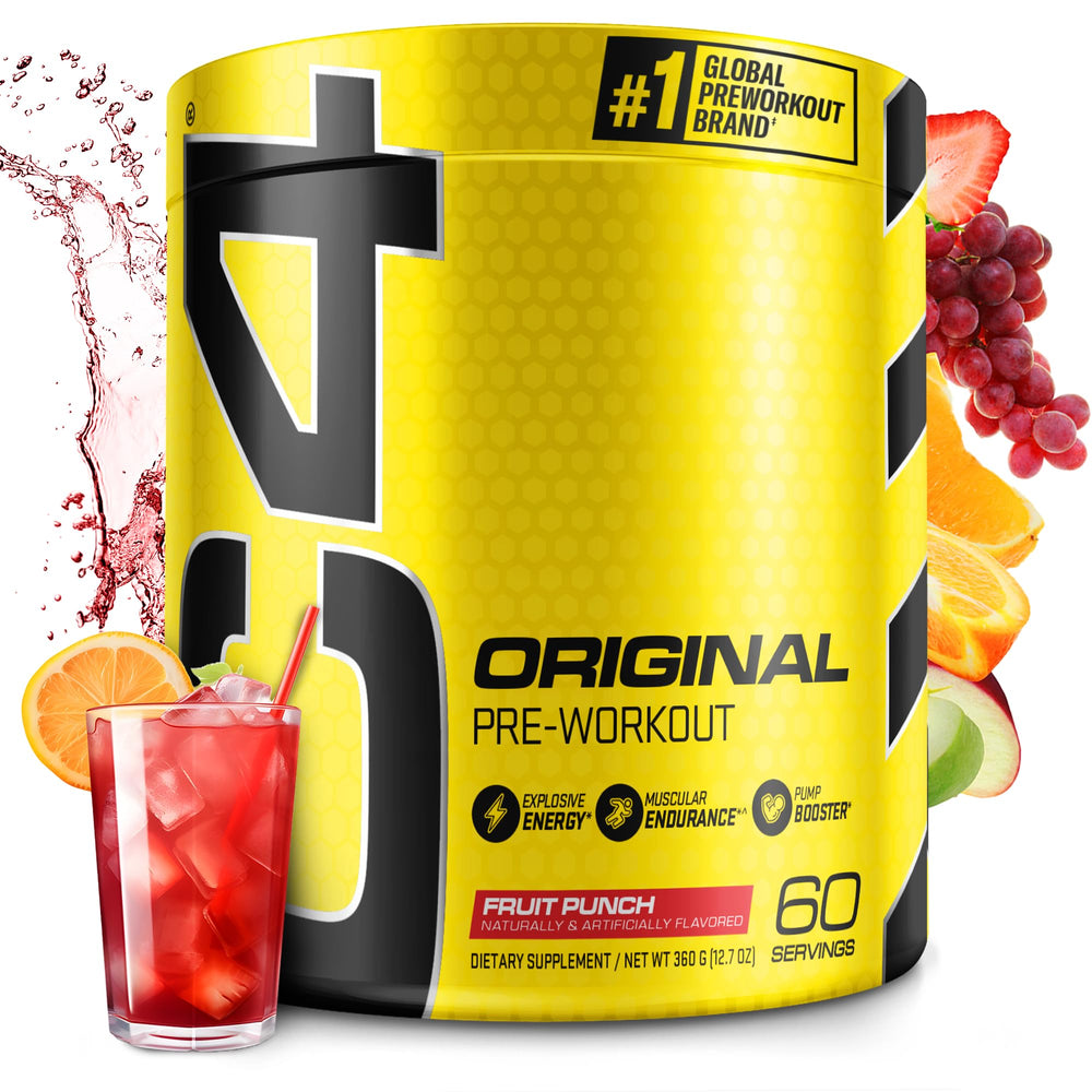 C4 tub front view showing Fruit Punch label and 60 servings benefits