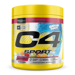 C4 Sport front label showing Hawaiian Punch flavor and NSF certification benefit